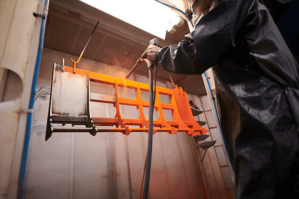 Powder coating a Homestead Implement Root Grapple